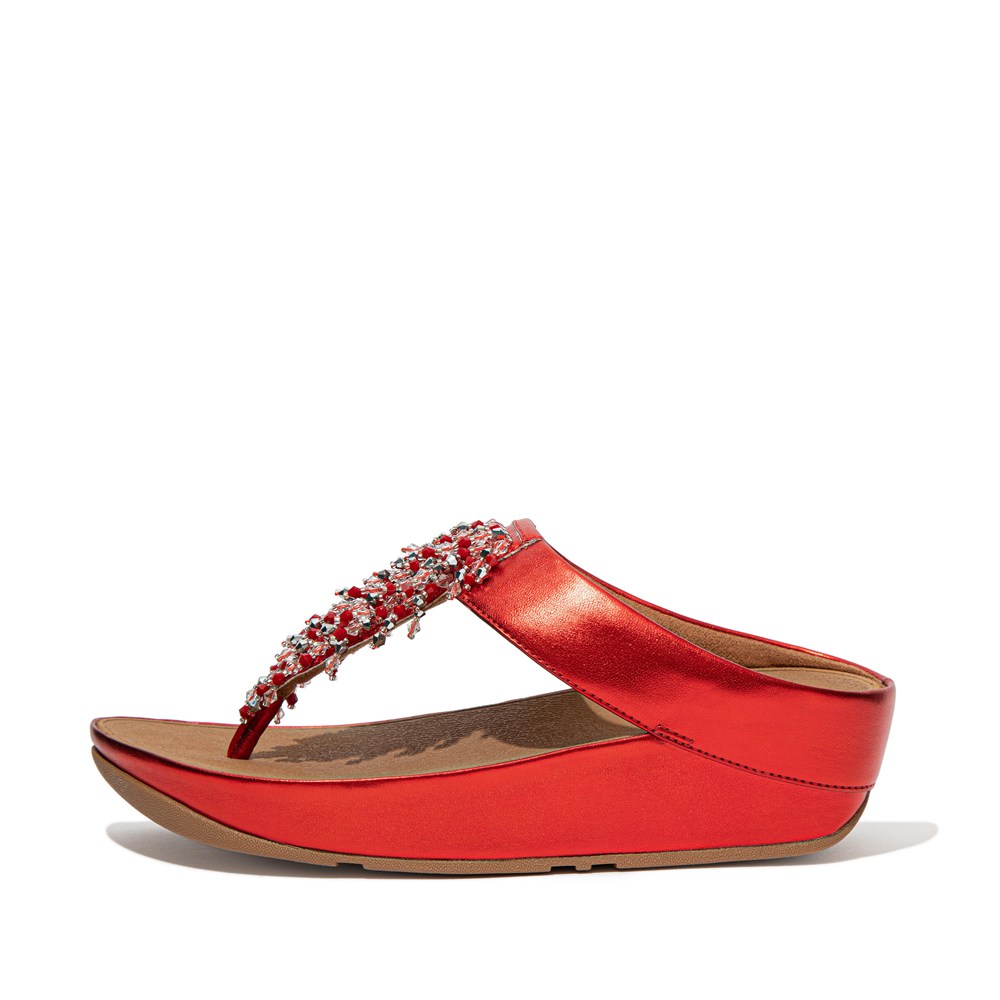 Fitflop Womens Sandals Red - Rumba Beaded Toe-post - 32RBQOKIJ